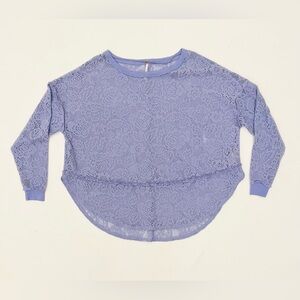 Free People Glacier Not Cold In This Lace Oversized Top Lavender Purple XS